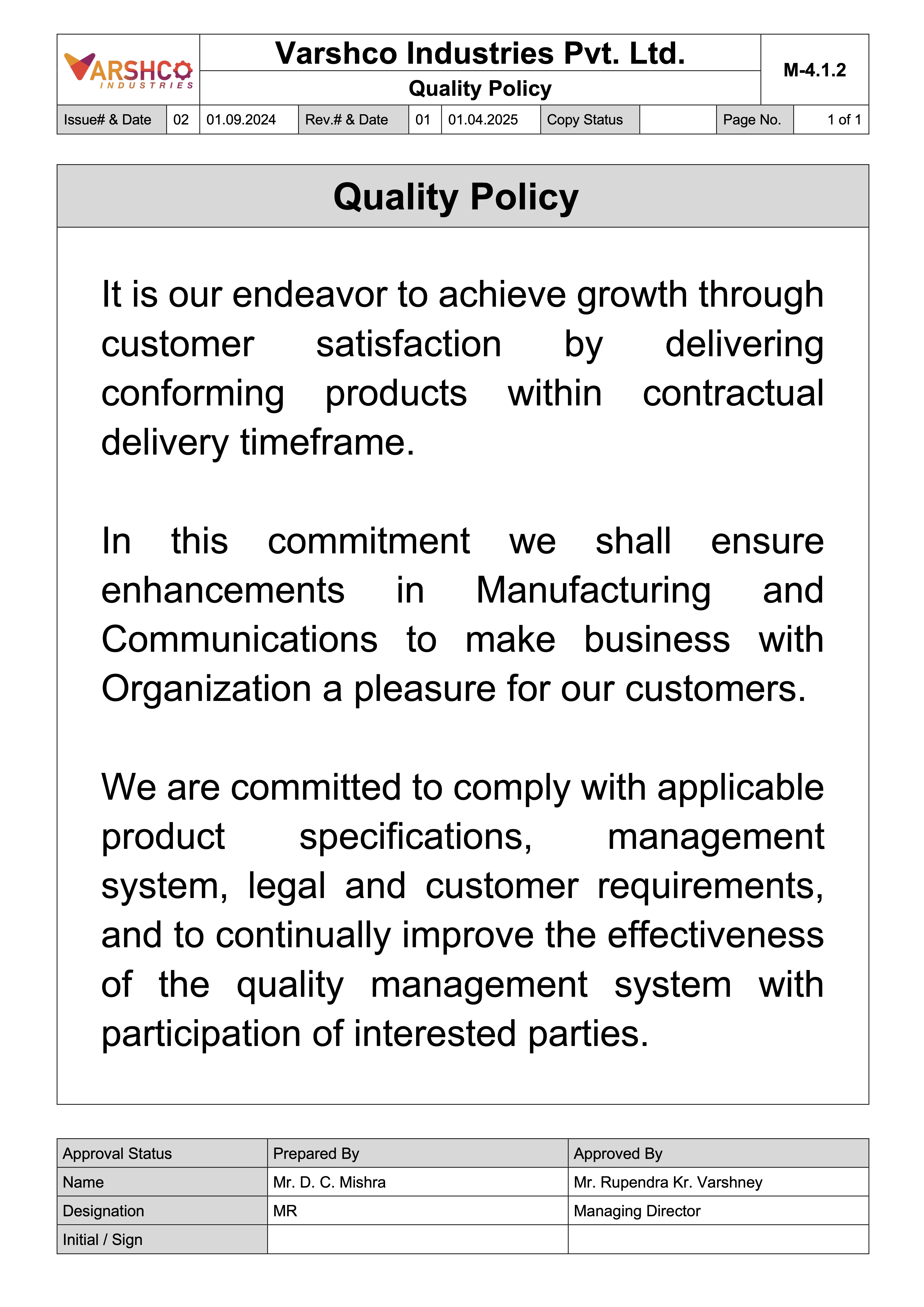 Quality Policy - En
